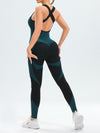 ZASUWA Female Ribbed Contrast Color Square Collar Jumpsuit