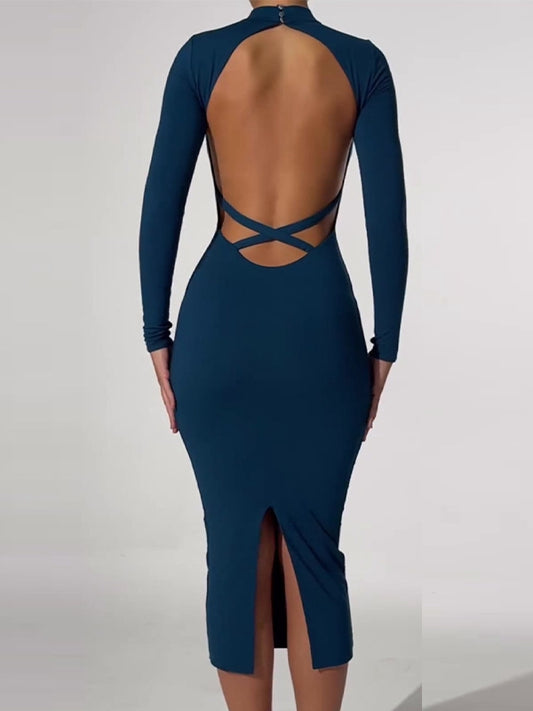 ZASUWA Female Sexy Backless Cross Back Dress