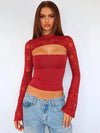 ZASUWA Female Solid Color Sheer Mesh Long Sleeves