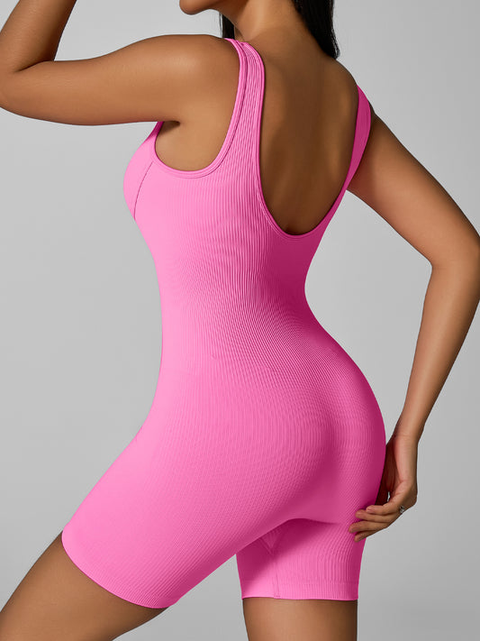 ZASUWA Female Ribbed Tummy Control Short Jumpsuit