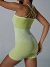 ZASUWA Female Ribbed Stripes Tummy Control Romper