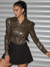 ZASUWA Female  Sexy Zipper Faux Leather Jackets