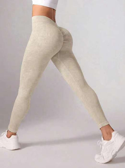 Denim Deep V Back Scrunch Bum Leggings