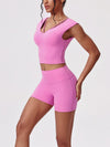 ZASUWA Female Solid Color Yoga Short Sleeves