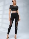 ZASUWA Female Sexy Mesh Hollow Out Breathable Short Sleeves