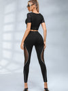 ZASUWA Female Sexy Mesh Hollow Out Breathable Short Sleeves
