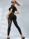 ZASUWA Female Sexy Mesh Hollow Out Breathable Short Sleeves