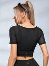 ZASUWA Female Sexy Mesh Hollow Out Breathable Short Sleeves