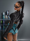 ZASUWA Female Faux Leather Pocket Jacket