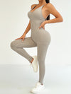 ZASUWA Female Denim Ribbed Cross Back Jumpsuit