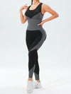 ZASUWA Female Ribbed Contrast Color Square Collar Jumpsuit