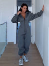 ZASUWA Female Long Sleeves Zipper Hooded Jumpsuit