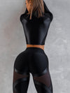 ZASUWA Female PU Net Thumbholes High-rise Hip-lift Sportswear