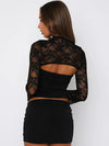 ZASUWA Female Solid Color Sheer Mesh Long Sleeves