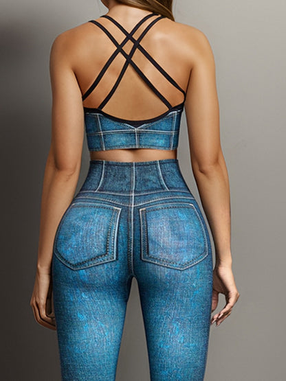 Denim Pocket Cross Back Tracksuit