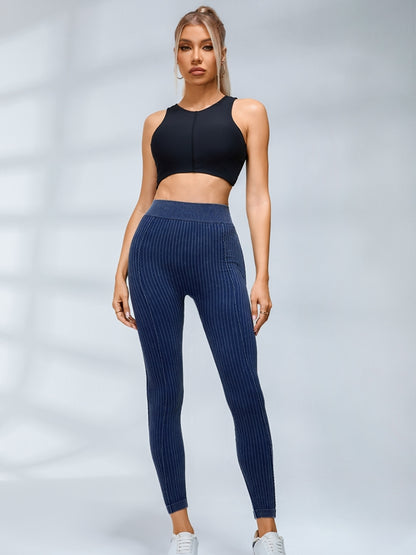 V-shaped Waist Ribbed High-waisted Hip-lift Scrunch Bum Tracksuit