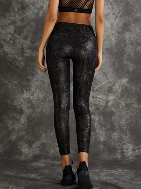 PU Faux Leather Leopard Print Leggings