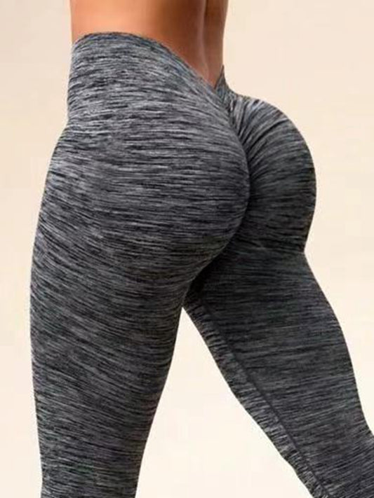 ZASUWA Female Deep V Back Scrunch Bum Seamless Leggings