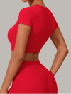 Sexy Round Collar Cropped Short Sleeves