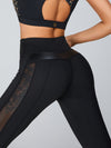 ZASUWA Female Mesh PU Back High-rise Leggings