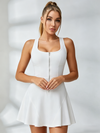 Sleek Zip-Front Racerback Tennis Dress with Built-In Shorts