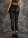 ZASUWA Female Super Stretchy Faux Leather Black Snake Print Leggings