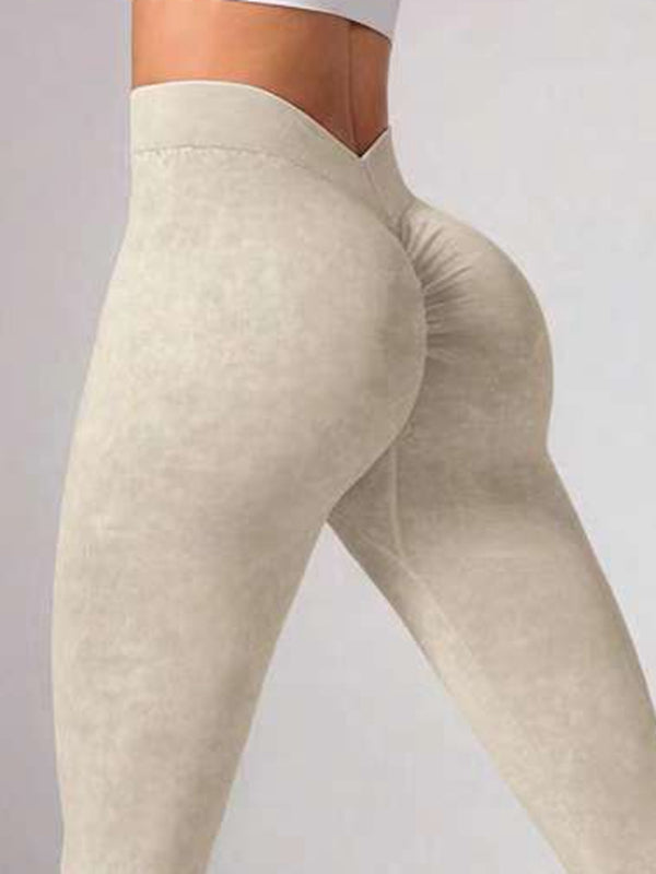 Denim Deep V Back Scrunch Bum Leggings