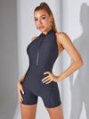 Hollow Out Zipper Short Jumpsuit