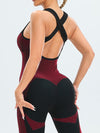 ZASUWA Female Ribbed Contrast Color Square Collar Jumpsuit