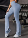 ZASUWA Female Solid Color Stripe High-waisted Flare Pants