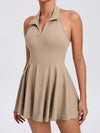 ZASUWA Female Stand up collar Backless 2 in1 Pocket Short Dress