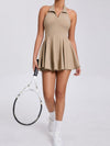 ZASUWA Female Stand up collar Backless 2 in1 Pocket Short Dress
