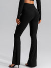 ZASUWA Female V-shape Waist Pocket Solid Color Split High-waisted Flare Pants