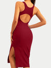 ZASUWA Female Ribbed Yoga Elastic Tight Hollow Out Quick Dry Short Dress