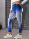 Ombre Faux Denim Pocket Heart Print Leggings