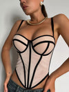 ZASUWA Female Sexy Mesh Contrast Color Tanks