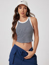 ZASUWA Female U Collar Contrast Color Stripe Quick Dry Tank