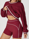 ZASUWA Female Contrast Color Casual Loose Round Neck Hoodie
