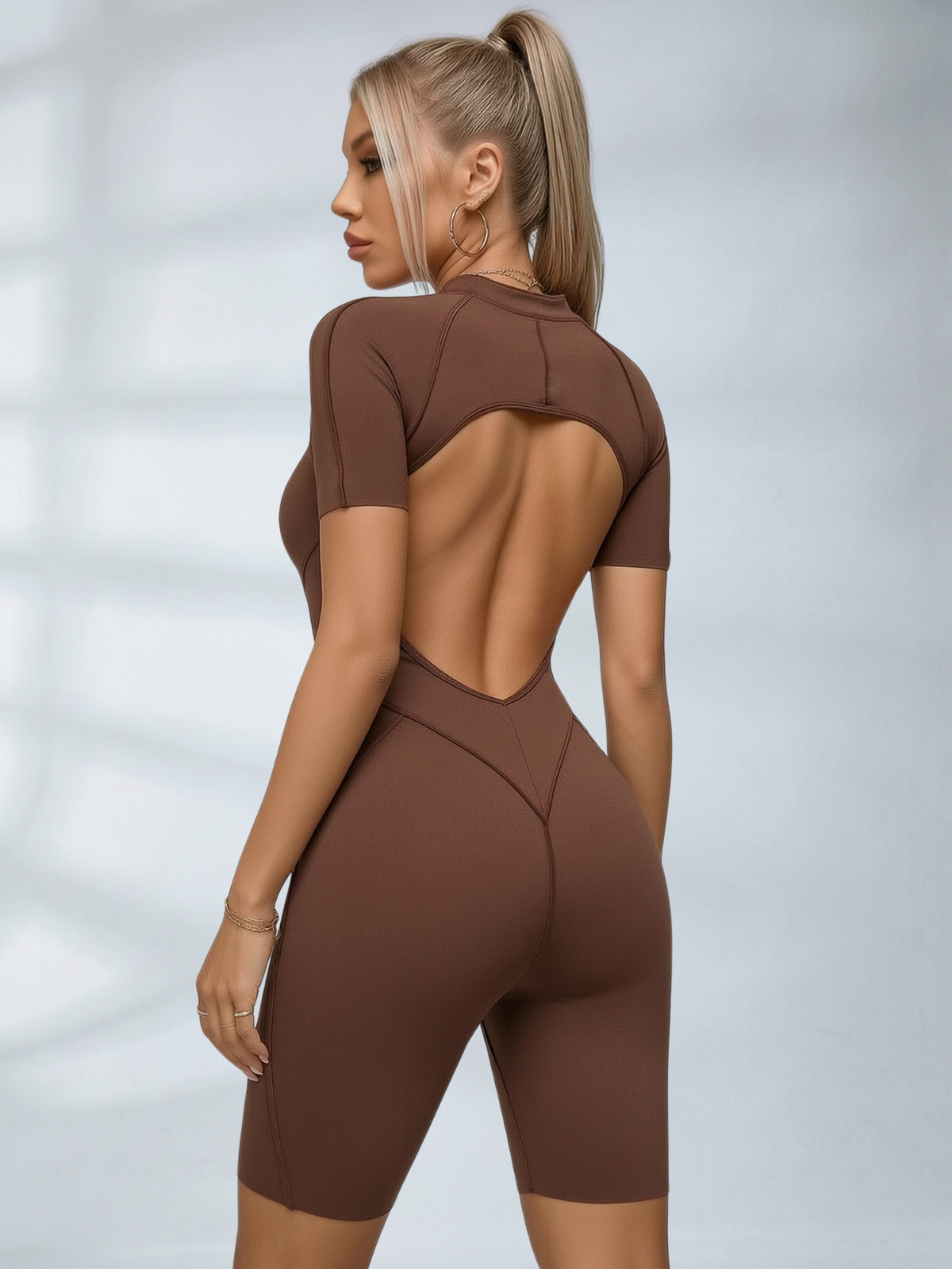 Sexy Backless Zipper Scrunch Bum Romper
