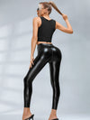 🖤ZASUWA Female Faux Leather Zipper Buttons Pocket Leggings