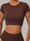 Sexy Round Collar Cropped Short Sleeves