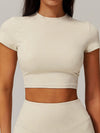 ZASUWA Female Hot Stamping Print Elastic Tight Quick Dry Short Sleeves