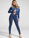 ZASUWA Female Sexy Denim Elastic Tight Pocket Cargo Leggings