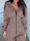 ZASUWA Female Long Sleeves Zipper Hooded Jumpsuit
