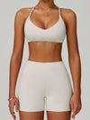 ZASUWA Female Cross Back V-neck with Chest Pads Quick Dry Push Up Design Short Tracksuit