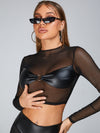 🖤ZASUWA Female Fly-eye Quick-dry Faux Leather Spandex Gym Booty Shorts
