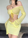 ZASUWA Female Sexy Drawstring Mesh 2-pieces Bikini Set