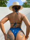 ZASUWA Female Sexy Backless Shine Leopard Print Crystal Bikini Set