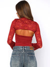 ZASUWA Female Solid Color Sheer Mesh Long Sleeves