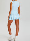 ZASUWA Female Stand Up Collar Zipper Pleated 2 in 1 Quick Dry Tennis Skirts Suit